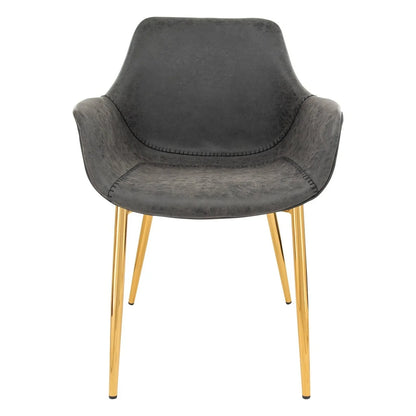 Markley Modern Leather Dining Arm Chair With Gold Metal Legs Set of 4 - Elax Furniture
