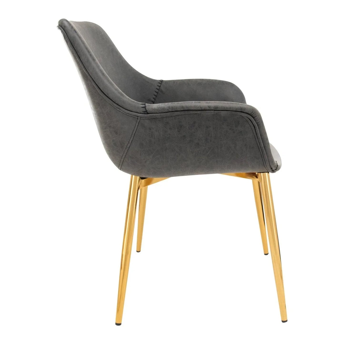 Markley Modern Leather Dining Arm Chair With Gold Metal Legs Set of 2 - Elax Furniture