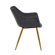 Markley Leather Dining Chair with Powder-Coated Iron Legs