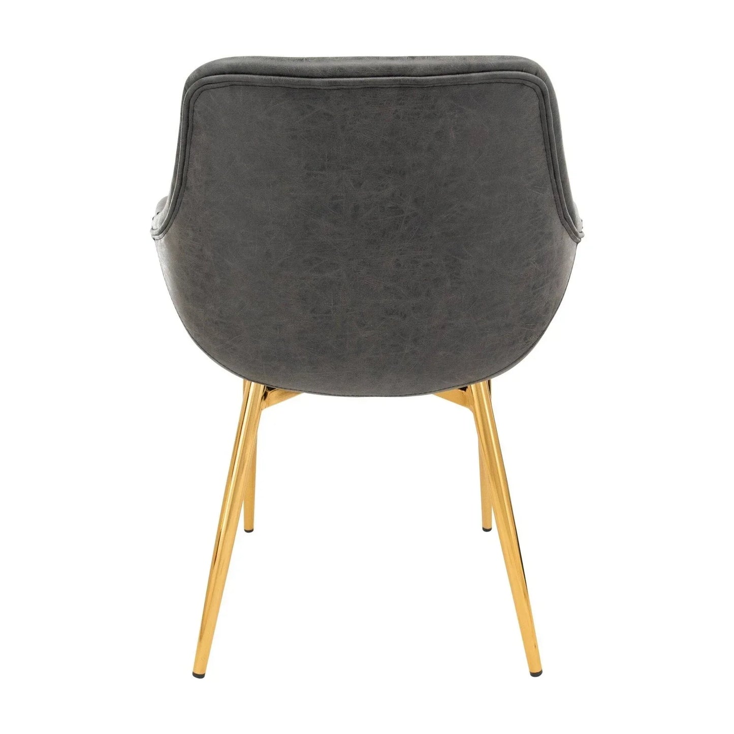 Markley Modern Leather Dining Arm Chair With Gold Metal Legs Set of 2 - Elax Furniture