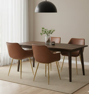 Markley Leather Dining Chair with Powder-Coated Iron Legs