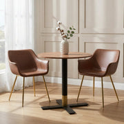 Markley Leather Dining Chair with Powder-Coated Iron Legs