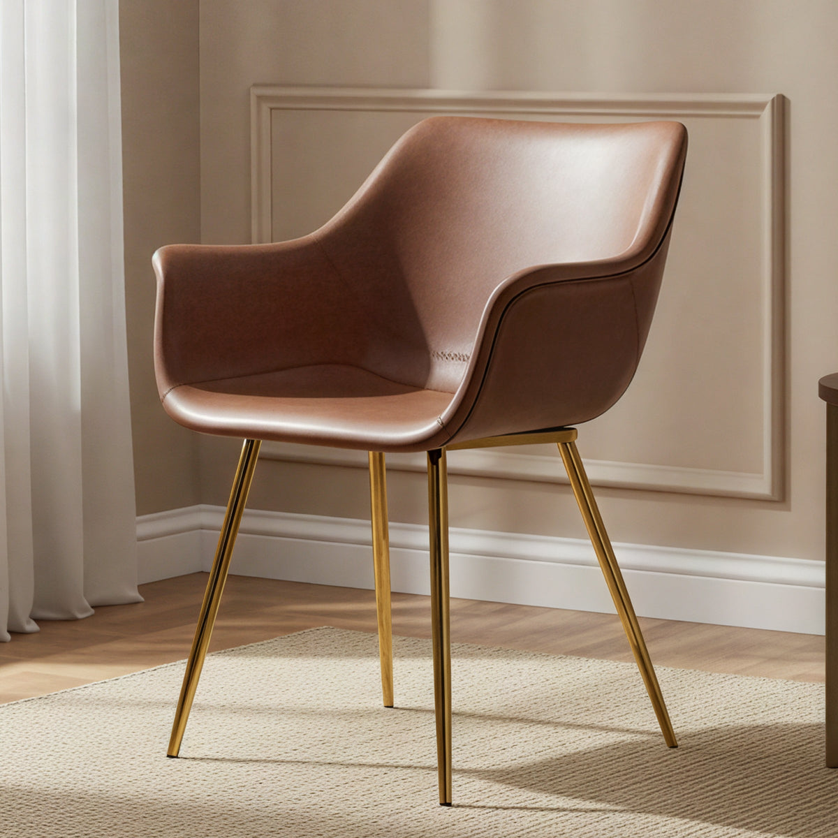 Markley Leather Dining Chair with Powder-Coated Iron Legs