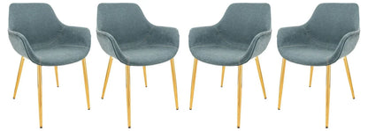 Markley Modern Leather Dining Arm Chair With Gold Metal Legs Set of 4 - Elax Furniture