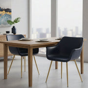 Markley Leather Dining Chair with Powder-Coated Iron Legs