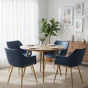 Markley Leather Dining Chair with Powder-Coated Iron Legs