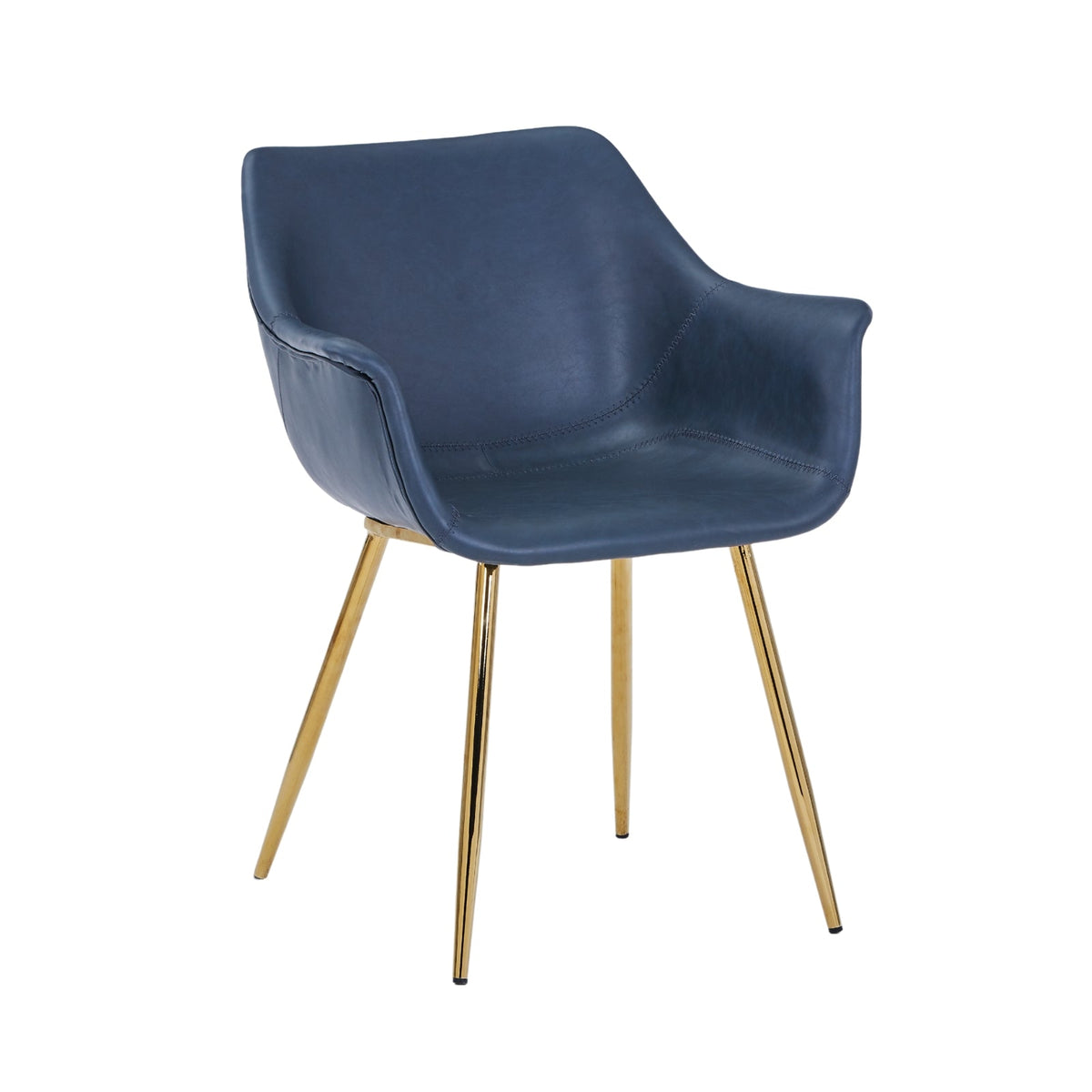 Markley Leather Dining Chair with Powder-Coated Iron Legs