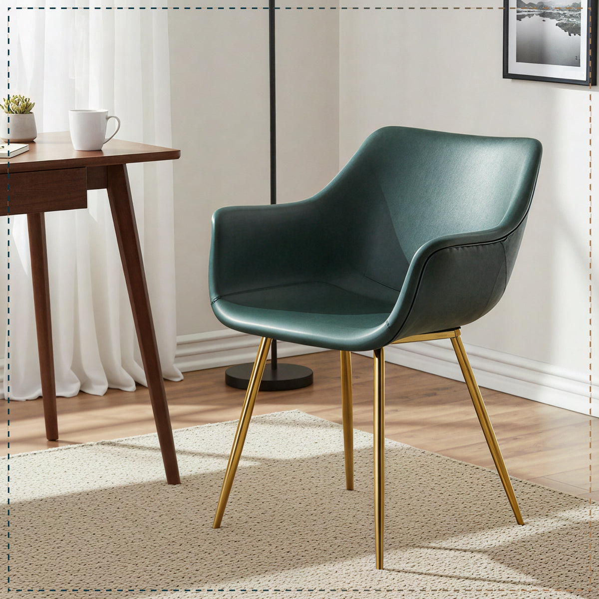 Markley Leather Dining Chair with Powder-Coated Iron Legs