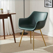 Markley Leather Dining Chair with Powder-Coated Iron Legs