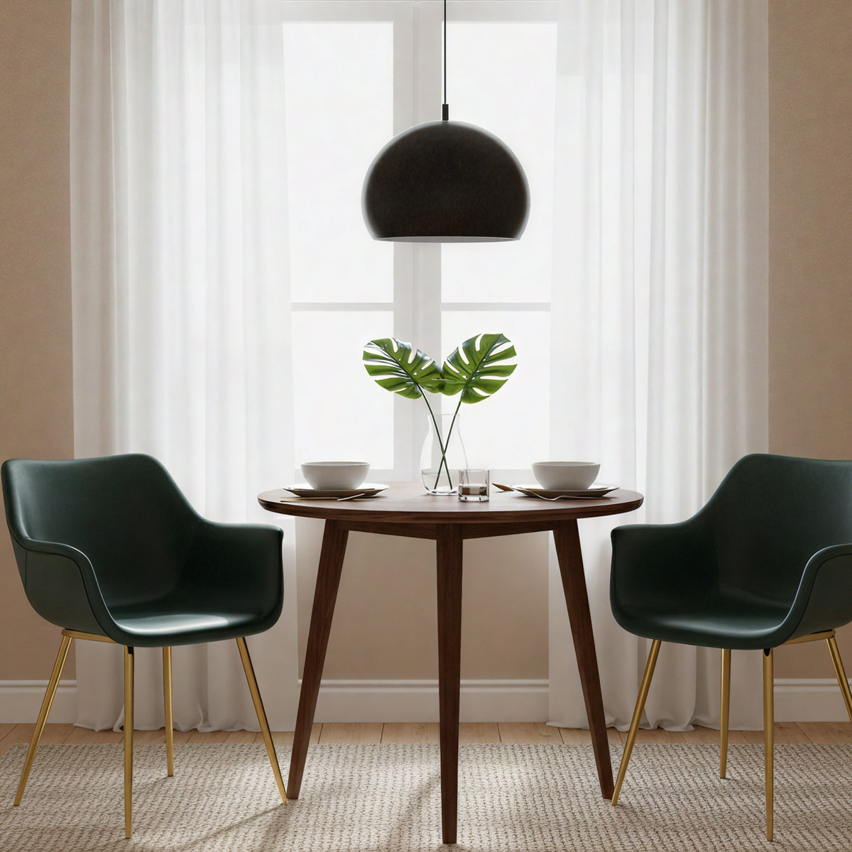 Markley Leather Dining Chair with Powder-Coated Iron Legs