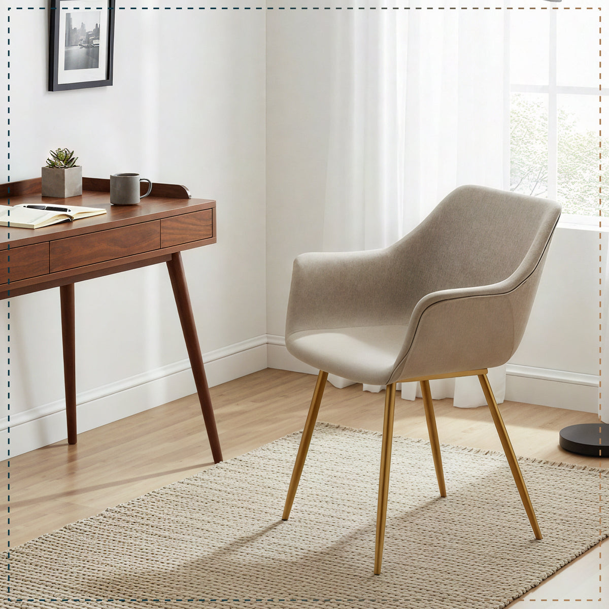 Markley Leather Dining Chair with Powder-Coated Iron Legs