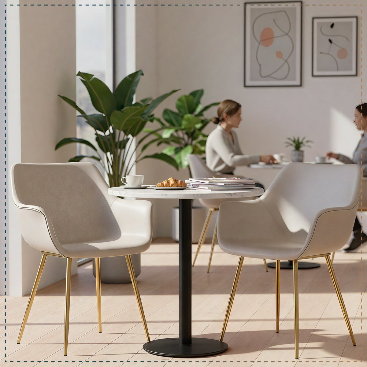 Markley Leather Dining Chair with Powder-Coated Iron Legs