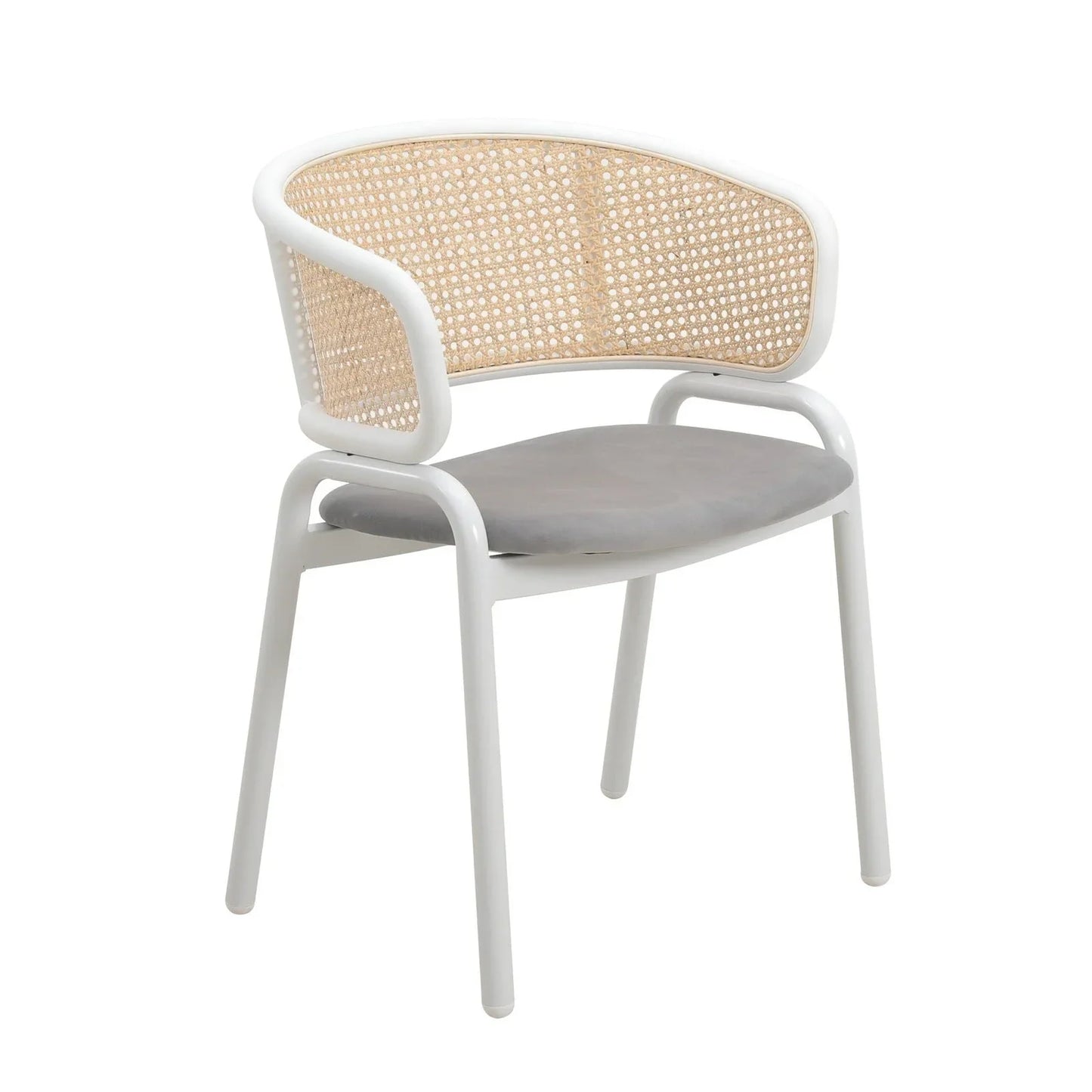 Ervilla Dining Armchair with White/Black Steel Legs and Black/Brown Wicker Back - Elax Furniture