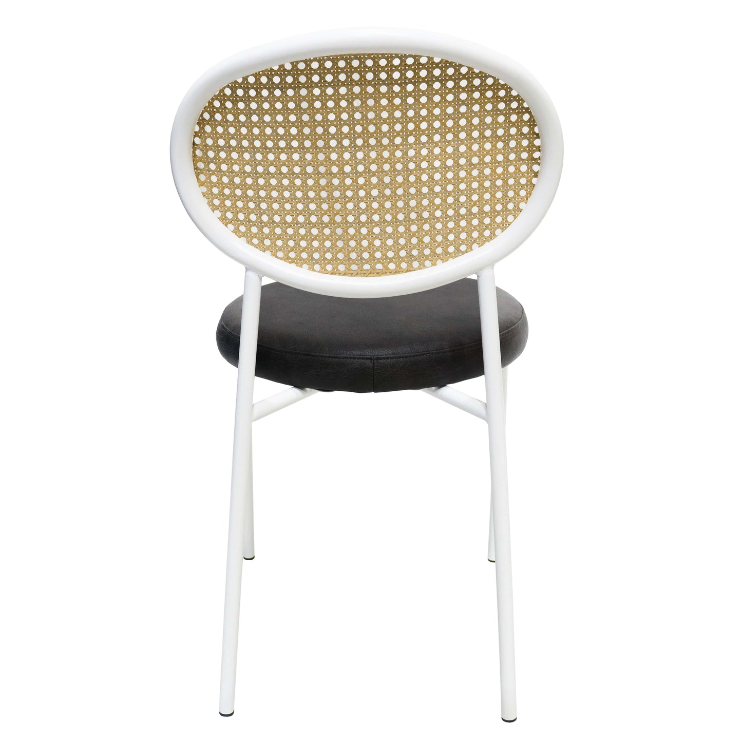 Euston Velvet Dining Chair with Rattan Back and Stainless Steel Legs - Elax Furniture