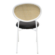 Euston Velvet Dining Chair with Rattan Back and Stainless Steel Legs - Elax Furniture