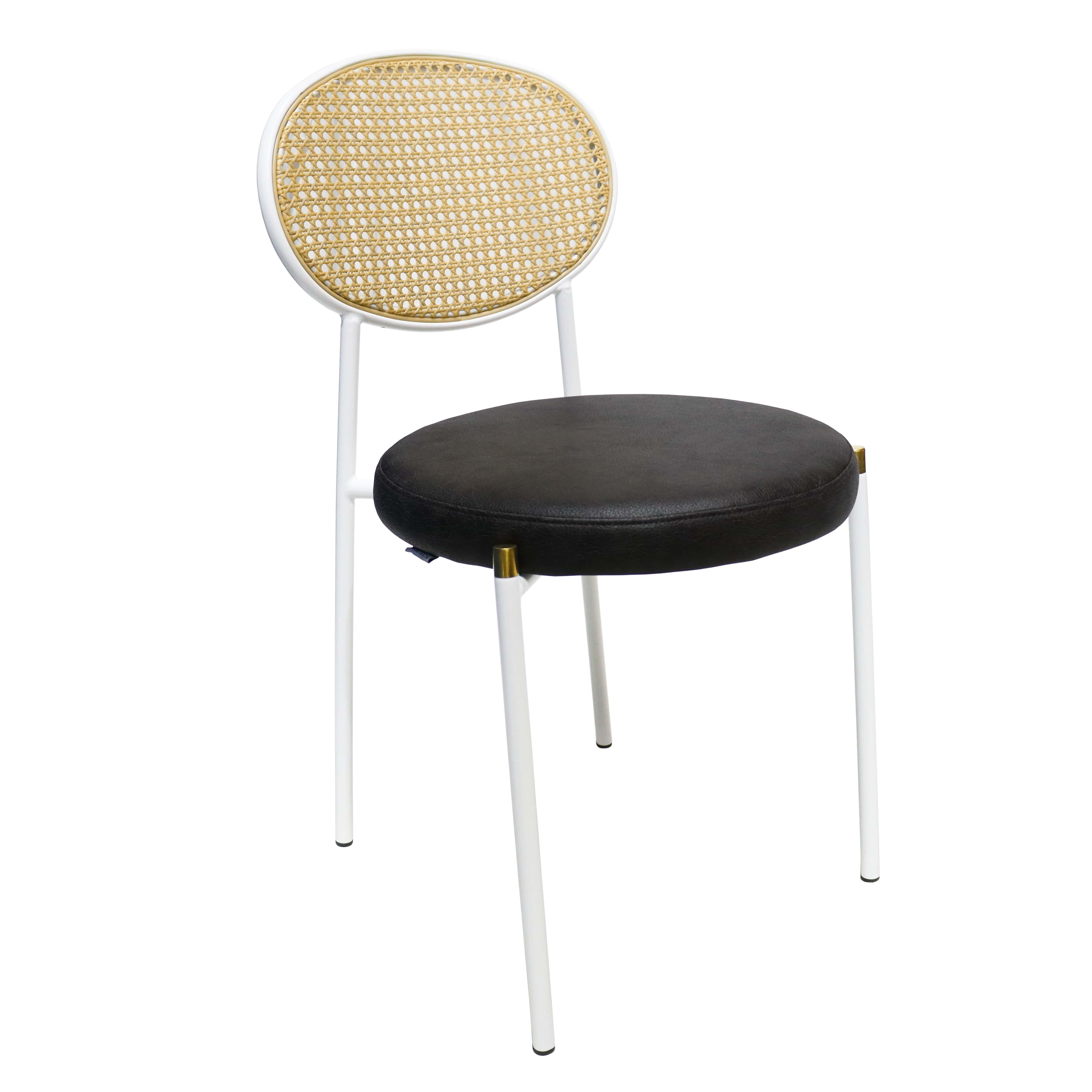 Euston Velvet Dining Chair with Rattan Back and Stainless Steel Legs - Elax Furniture