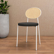 Euston Velvet Dining Chair with Rattan Back and Stainless Steel Legs - Elax Furniture