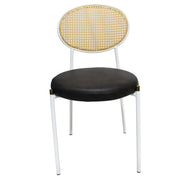 Euston Velvet Dining Chair with Rattan Back and Stainless Steel Legs - Elax Furniture