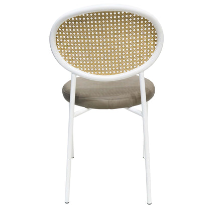 Euston Velvet Dining Chair with Rattan Back and Stainless Steel Legs - Elax Furniture
