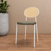Euston Velvet Dining Chair with Rattan Back and Stainless Steel Legs - Elax Furniture