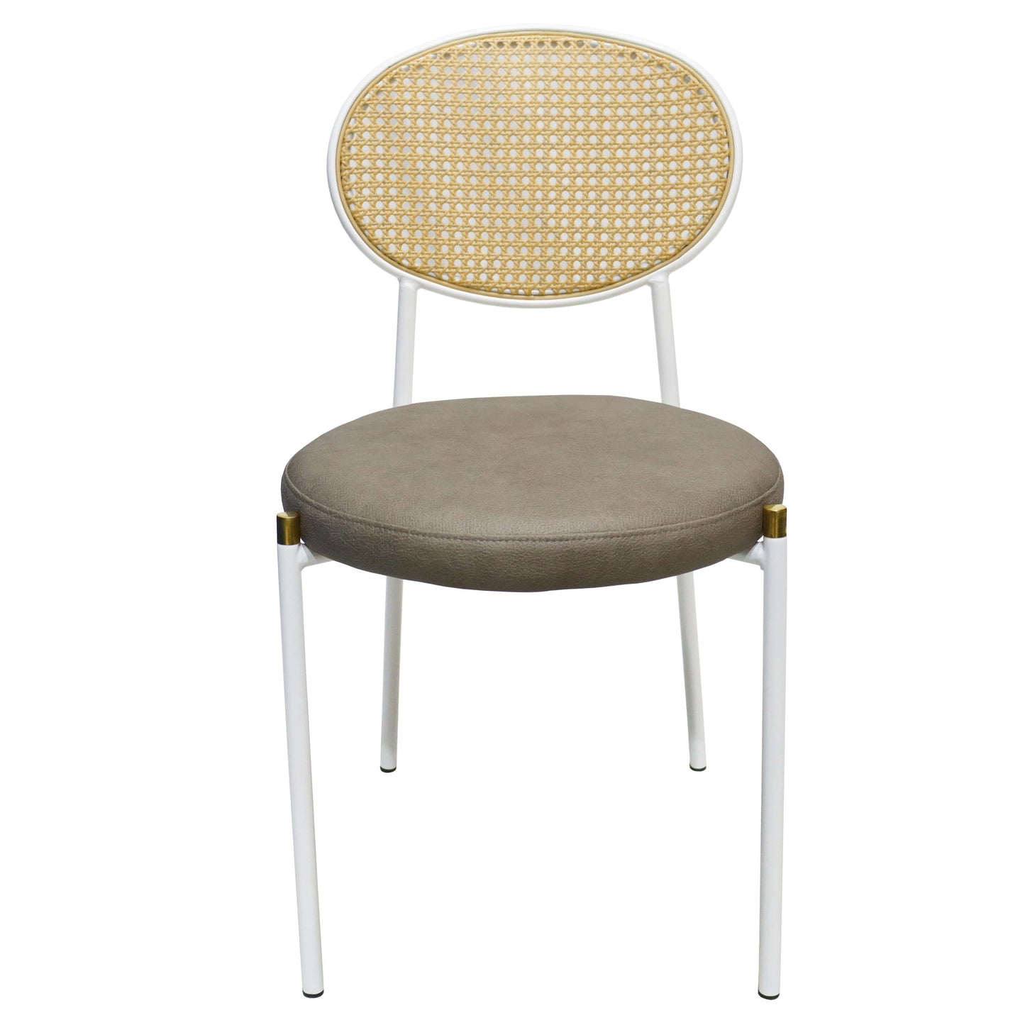 Euston Velvet Dining Chair with Rattan Back and Stainless Steel Legs - Elax Furniture