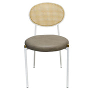 Euston Velvet Dining Chair with Rattan Back and Stainless Steel Legs - Elax Furniture