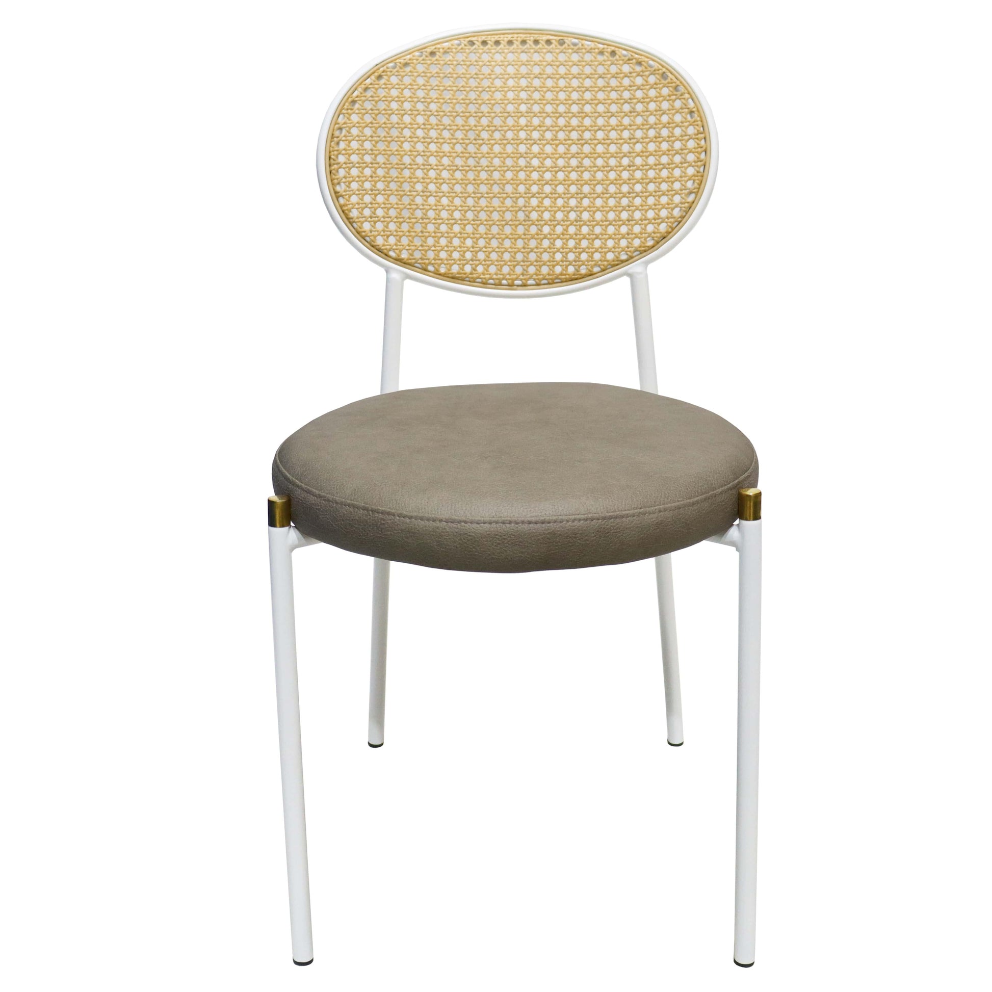 Euston Velvet Dining Chair with Rattan Back and Stainless Steel Legs - Elax Furniture