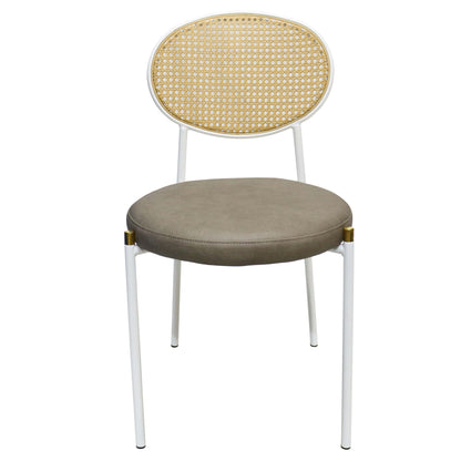 Euston Velvet Dining Chair with Rattan Back and Stainless Steel Legs - Elax Furniture