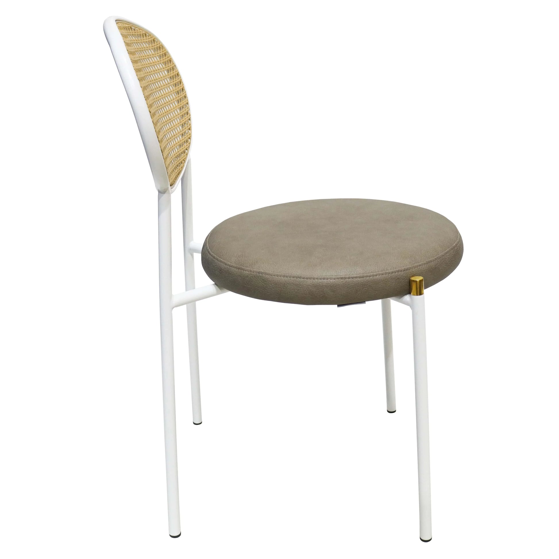 Euston Velvet Dining Chair with Rattan Back and Stainless Steel Legs - Elax Furniture