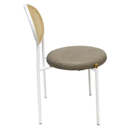 Euston Velvet Dining Chair with Rattan Back and Stainless Steel Legs - Elax Furniture