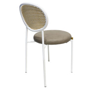 Euston Velvet Dining Chair with Rattan Back and Stainless Steel Legs - Elax Furniture