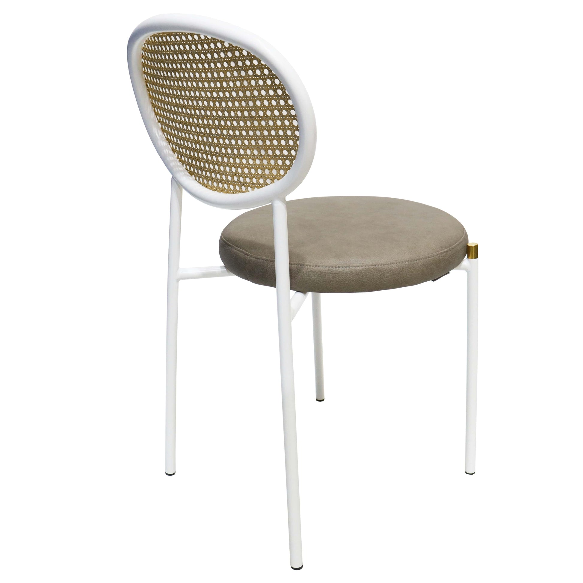 Euston Velvet Dining Chair with Rattan Back and Stainless Steel Legs - Elax Furniture
