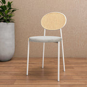 Euston Velvet Dining Chair with Rattan Back and Stainless Steel Legs - Elax Furniture
