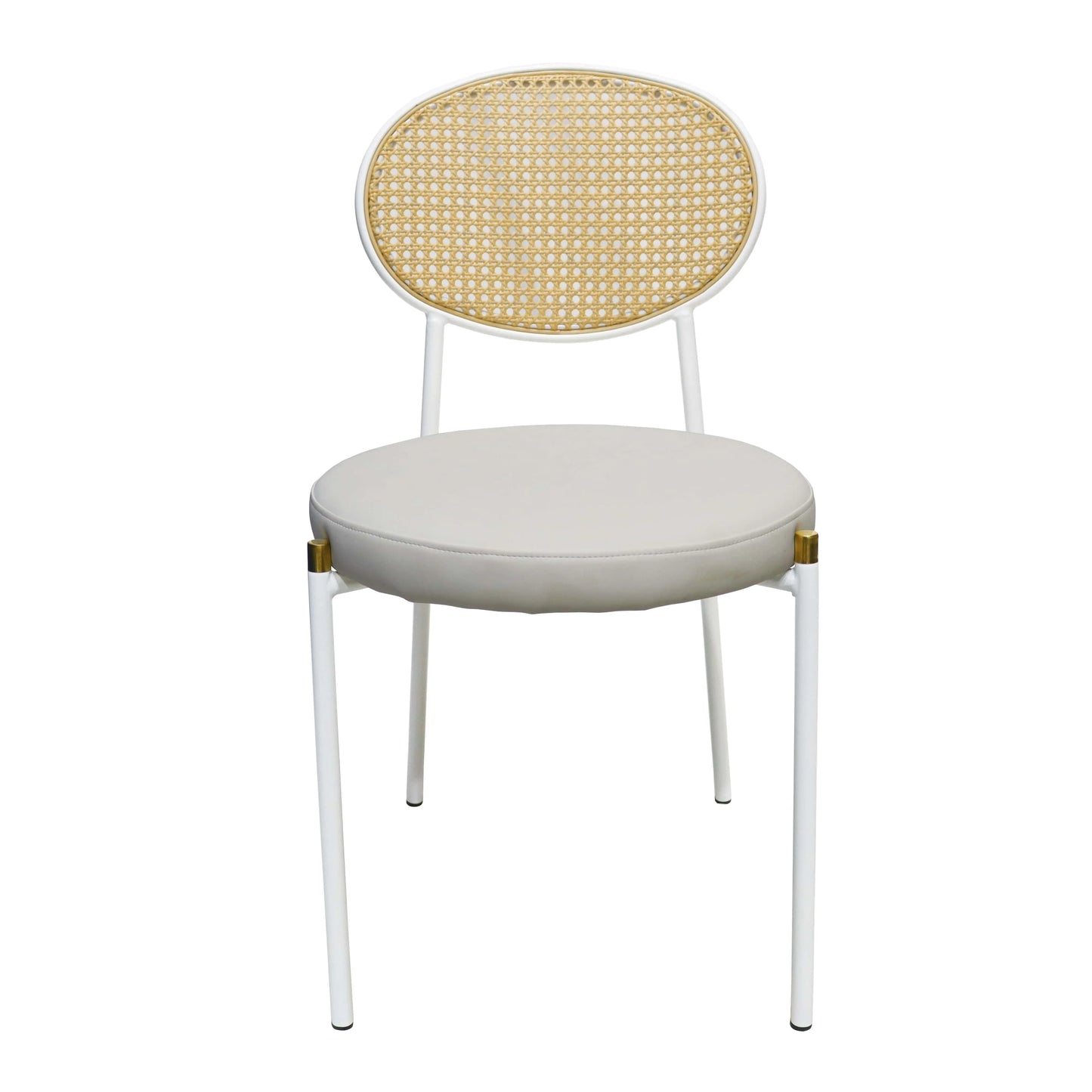 Euston Velvet Dining Chair with Rattan Back and Stainless Steel Legs - Elax Furniture
