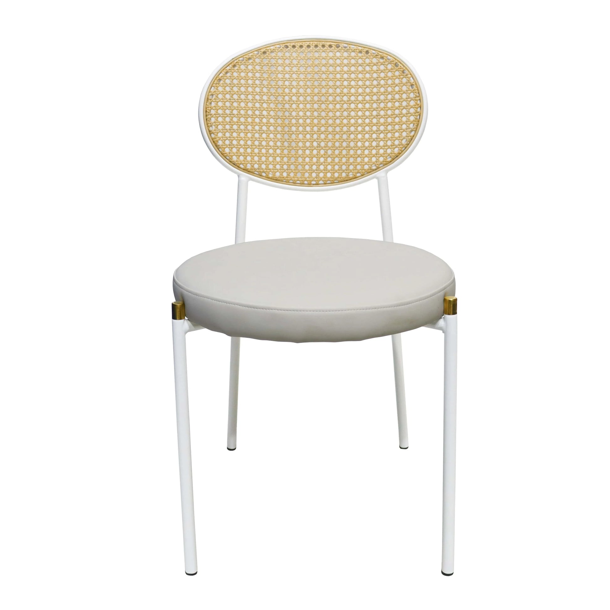 Euston Velvet Dining Chair with Rattan Back and Stainless Steel Legs - Elax Furniture