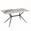 Elega Rectangular Dining Table with Sintered Stone Top and Black Steel Base