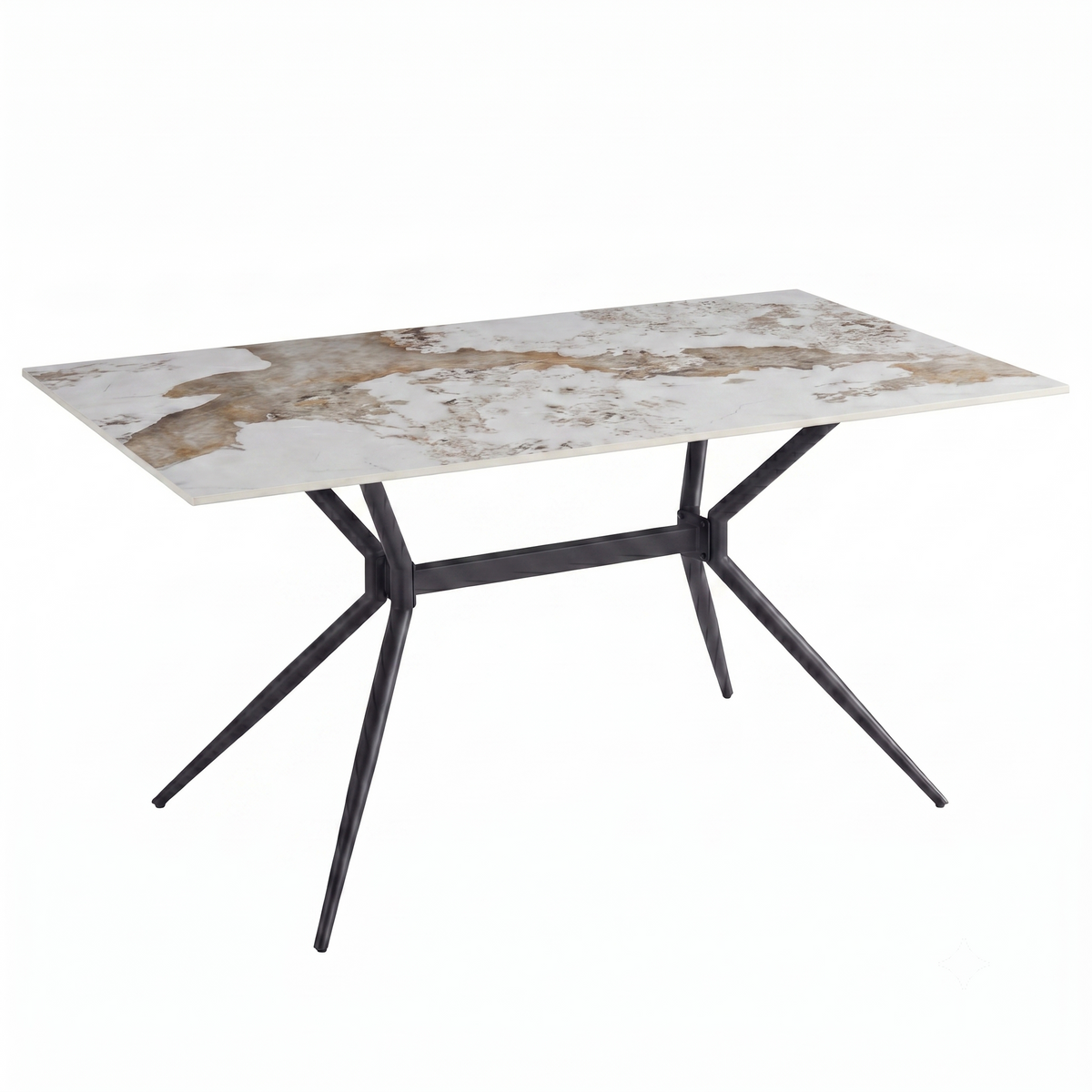 Elega Rectangular Dining Table with Sintered Stone Top and Black Steel Base