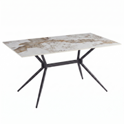 Elega Rectangular Dining Table with Sintered Stone Top and Black Steel Base