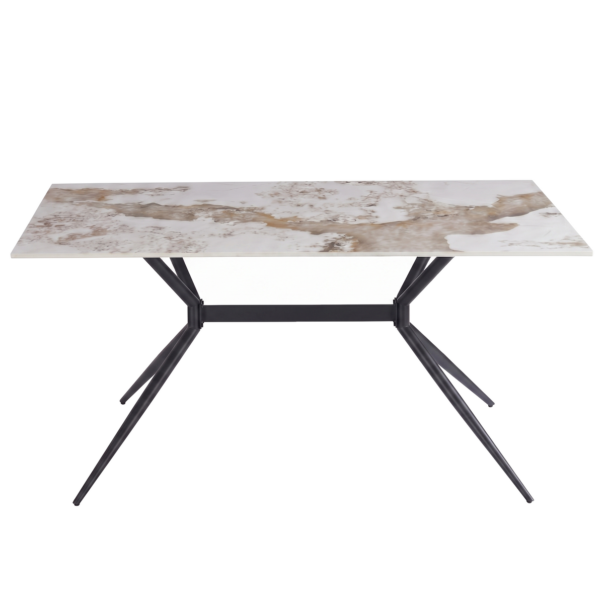 Elega Rectangular Dining Table with Sintered Stone Top and Black Steel Base