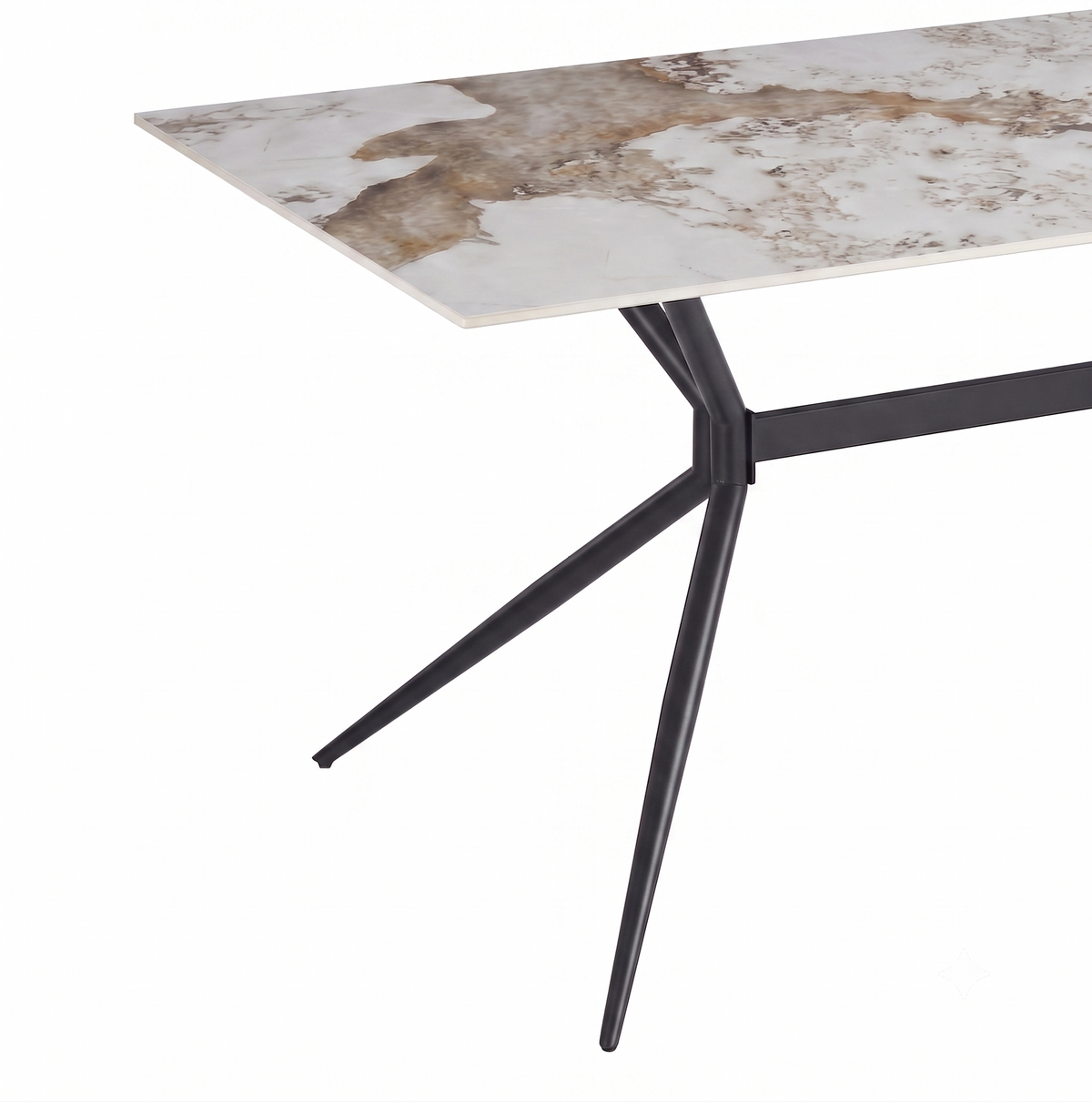 Elega Rectangular Dining Table with Sintered Stone Top and Black Steel Base