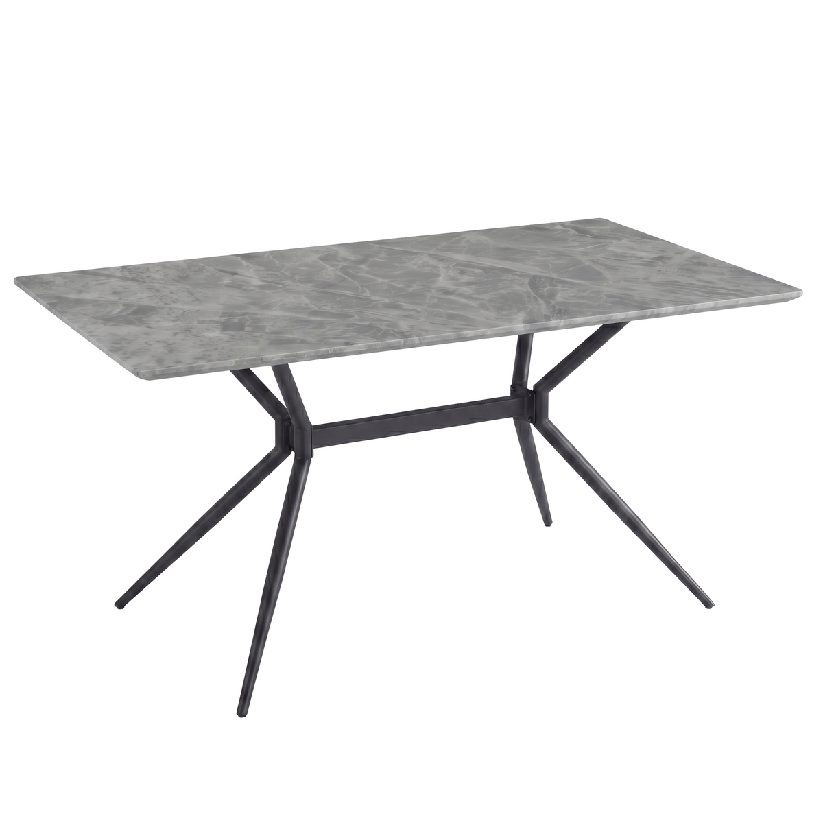 Elega Rectangular Dining Table with Sintered Stone Top and Black Steel Base