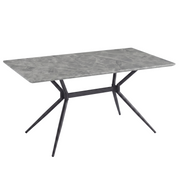 Elega Rectangular Dining Table with Sintered Stone Top and Black Steel Base