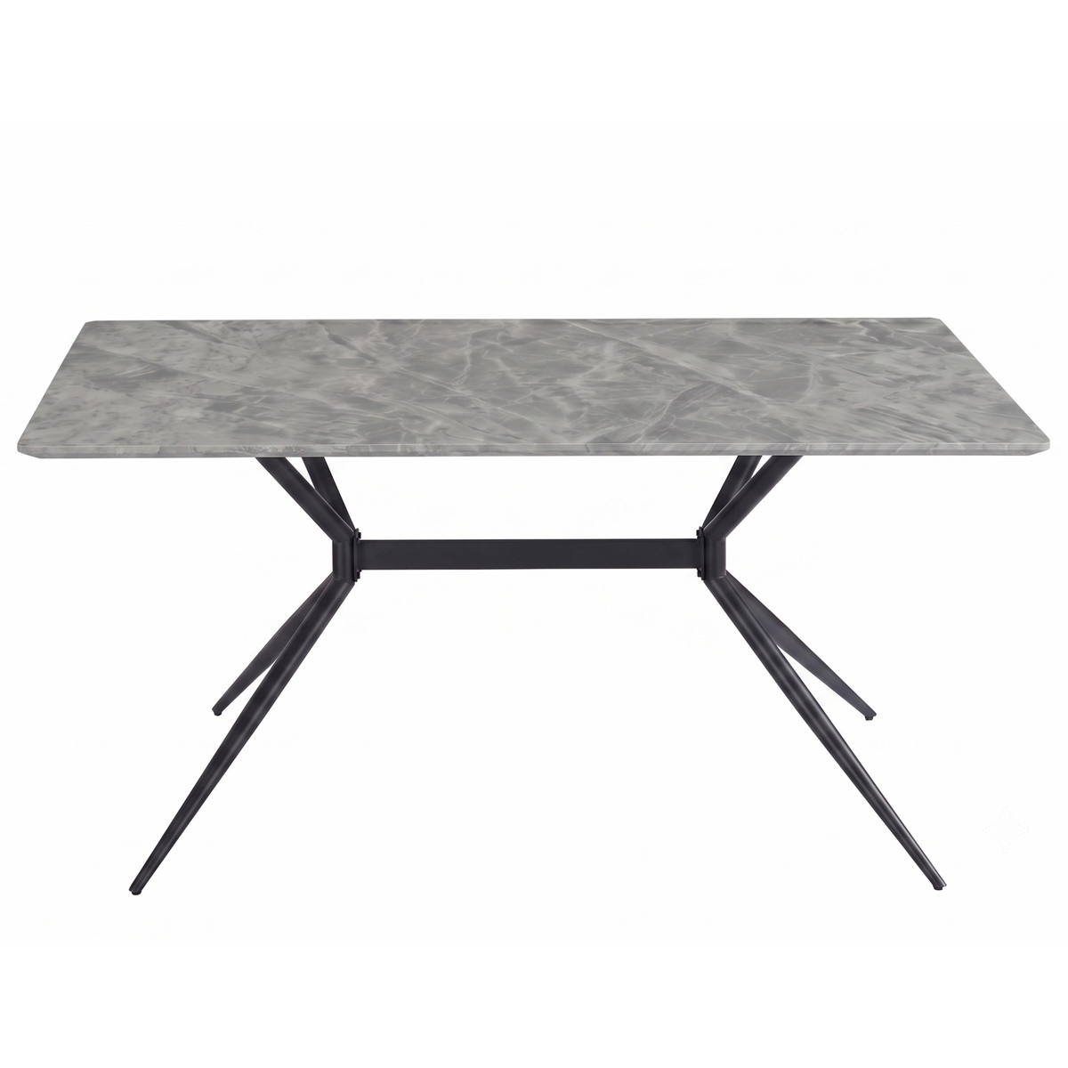 Elega Rectangular Dining Table with Sintered Stone Top and Black Steel Base