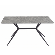 Elega Rectangular Dining Table with Sintered Stone Top and Black Steel Base
