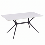Elega Rectangular Dining Table with Sintered Stone Top and Black Steel Base