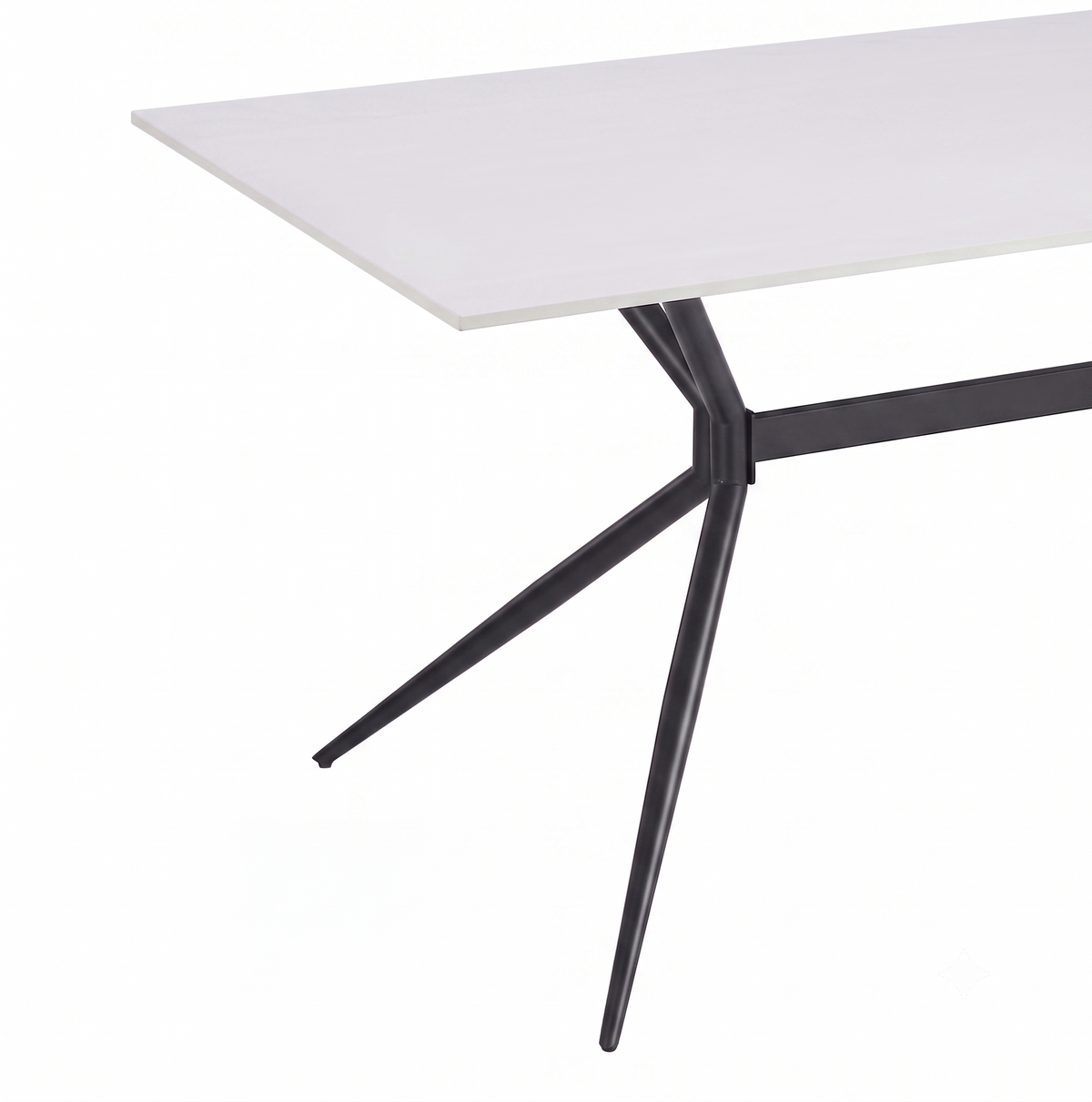 Elega Rectangular Dining Table with Sintered Stone Top and Black Steel Base