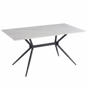 Elega Rectangular Dining Table with Sintered Stone Top and Black Steel Base
