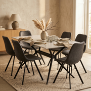 Elega Rectangular Dining Table with Sintered Stone Top and Black Steel Base