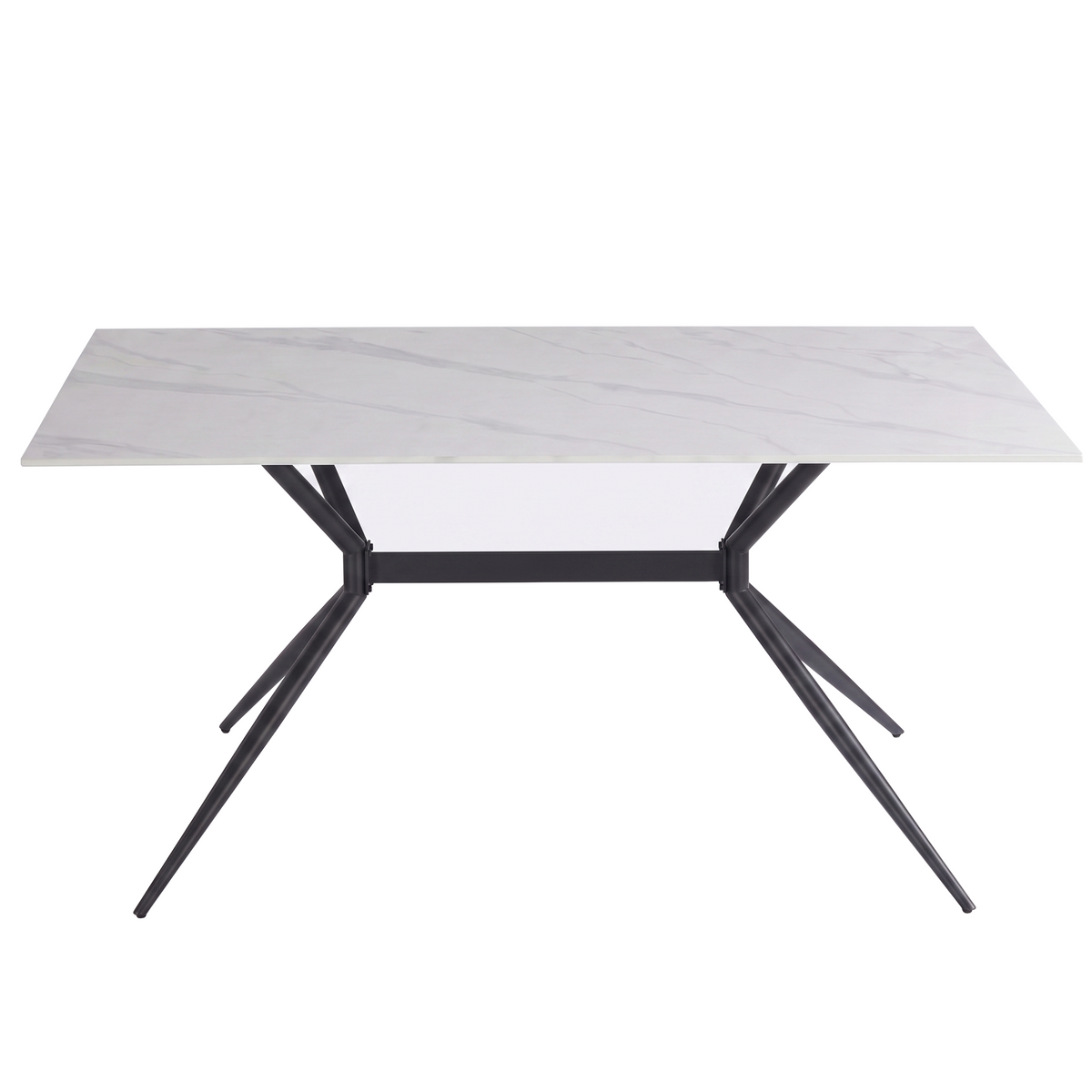 Elega Rectangular Dining Table with Sintered Stone Top and Black Steel Base
