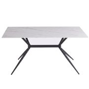 Elega Rectangular Dining Table with Sintered Stone Top and Black Steel Base